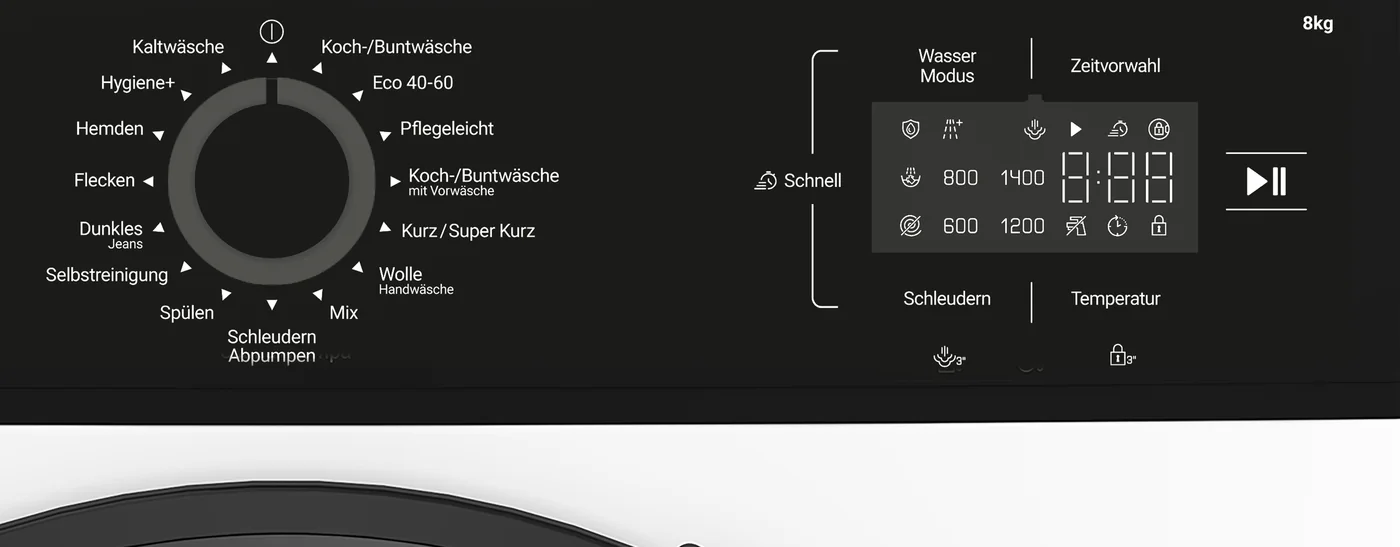 Bedienblende von THE ONE mit Wählrad, 15 Programmen und Display